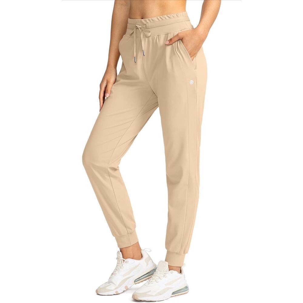 NEW Joggers Pants Zipper Pockets High Waisted Athletic Tapered S